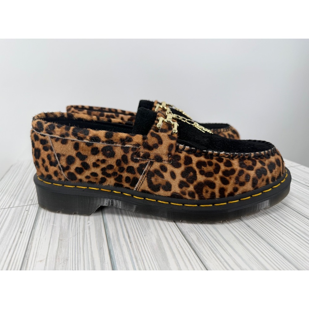 Dr. Martens Adrian Bone Snaffle Leopard Black Hair On Desert  Suede Loafers M11 - Picture 5 of 14